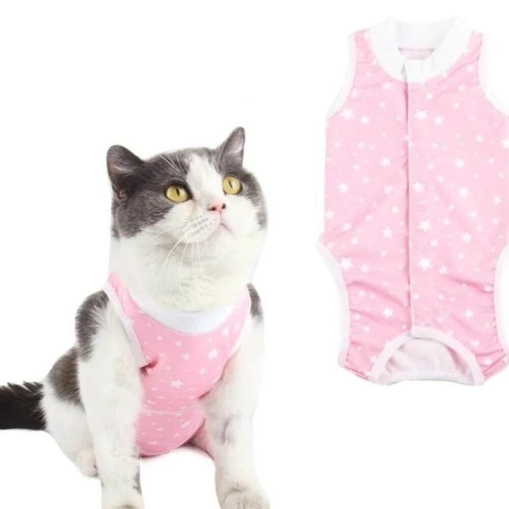 Large Cat small dog Pink Surgical Recovery Suit No more Cones Breathable